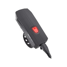 LED lámpa, kerékpár, első, fehér 5 W LED; 350 Lm, ABS ház, USB újratölthető beépített Li-ion akku, 1,2 Ah, duda