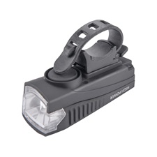LED lámpa, kerékpár, első, fehér 5 W LED; 350 Lm, ABS ház, USB újratölthető beépített Li-ion akku, 1,2 Ah, duda