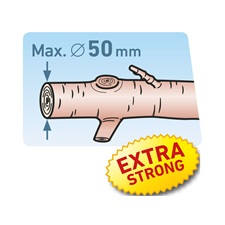 ágvágó olló; 930mm, rávágó, áttételes, tapadásmentes él, max.50mm vágás, SK5 acél penge, trapéz nyél, gumírozott foganty