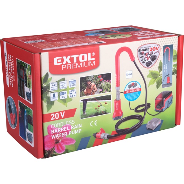 akkus esővíz (hordóürítő) szivattyú, Share20V, 80W, szállító telj: 1,9 m3/h, Li-ion,  AKKU és TÖLTŐ NÉLKÜL!