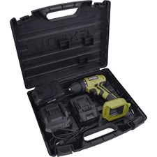 akkus fúrócsavarozó, Extol Craft, 20V, kefementes motor, kofferban; 2db 2000 mAh Li-ion akku + 1 db töltő