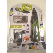 akkus mini köszörű és fúrógép, Li-ion; 3,6V, 1300 mAh, ford.:18000 1/min, befogás 3,2mm