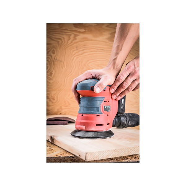 akkus rotációs (excentrikus) csiszoló, Share20V, 20V, Li-ion, 1db akku, 1db töltő, 2000 mAh, 125 mm,ford.: 10.000 f/perc