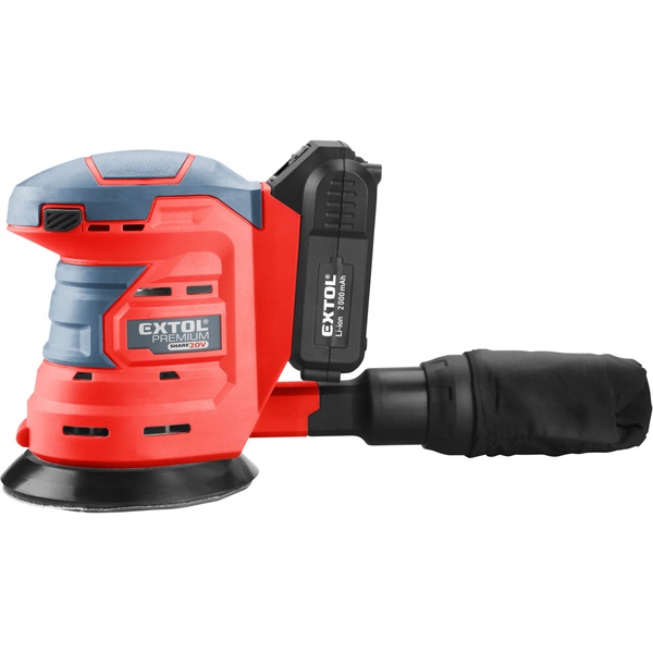 akkus rotációs (excentrikus) csiszoló, Share20V, 20V, Li-ion, 1db akku, 1db töltő, 2000 mAh, 125 mm,ford.: 10.000 f/perc