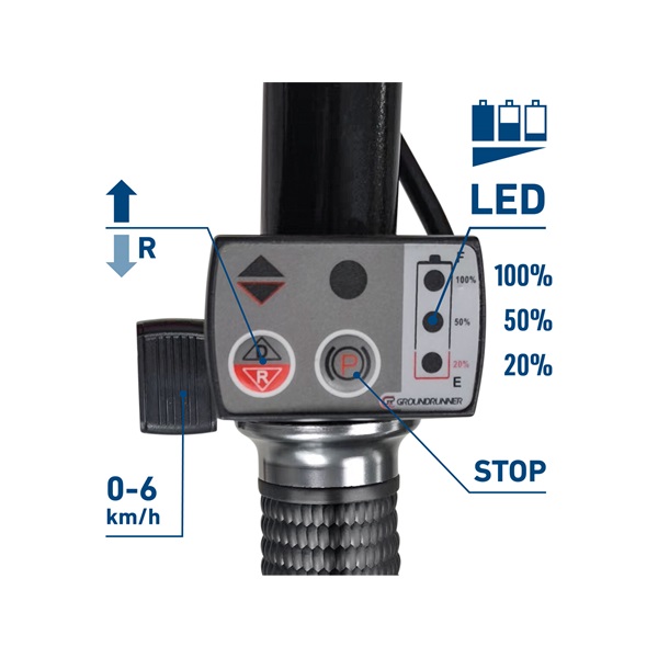 akkus talicska, 24V, szénkefementes, ólom akku 12 Ah, töltő, 150 kg, direktmeghajtású