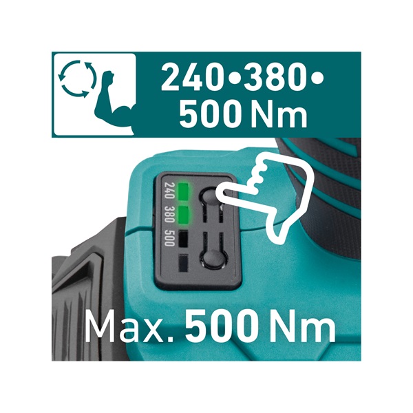 akkus ütvecsavarozó, Share20V, 1/2" szénkefe mentes, négyszög, Li-ion; 20V akku: 2Ah, töltő, 500 Nm