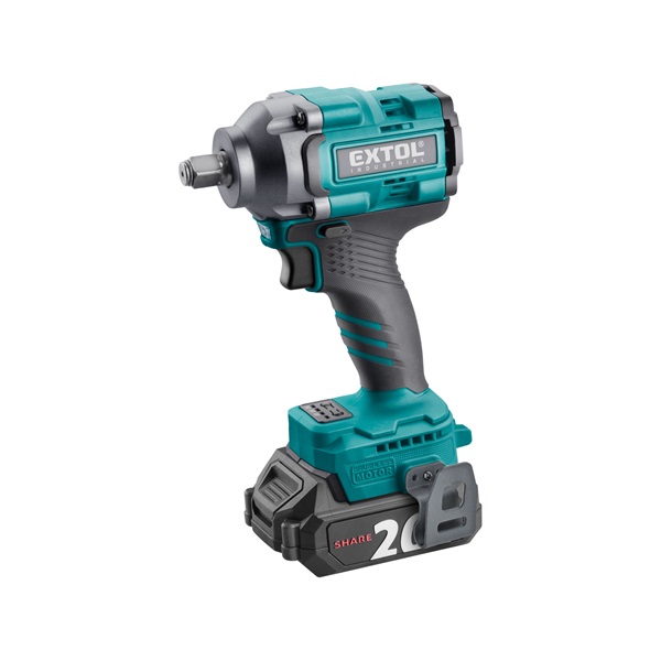 akkus ütvecsavarozó, Share20V, 1/2" szénkefe mentes, négyszög, Li-ion; 20V akku: 2Ah, töltő, 500 Nm