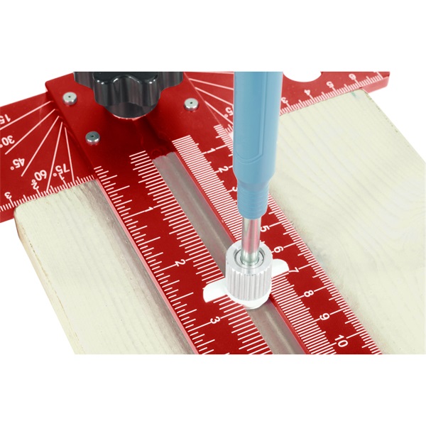 asztalos T-vonalzó és szögmérő, 350×190 mm, ALU, lézer gravírozott, mm beosztás