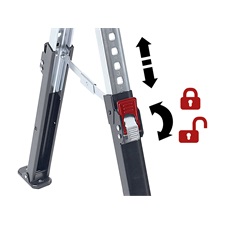 asztalosbak/fűrészbak állítható, összecsukható; 615 - 820 mm, max. terhelés: 590 kg, saját tömeg: 13 kg