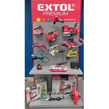 bemutató állvány ezüstszürke 250×100 cm, 2 db piros oszloppal  (tételenként szállítjuk, hívjon a pontos elérhetőségről!)