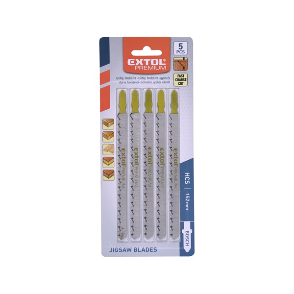 dekopírlap, 5db, Bosch befogás, HCS; 126×9×1,5mm, 4mm fogtáv, köszörült fogak, egyenes durva gyorsvágás, puhafához, faro