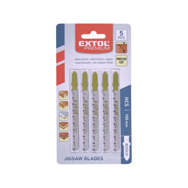 dekopírlap, 5db, Bosch befogás, HCS; 75×8×1,5mm, 4mm fogtáv, köszörült fogak, hosszú egyenes vágás, puhafa, farostlemeze