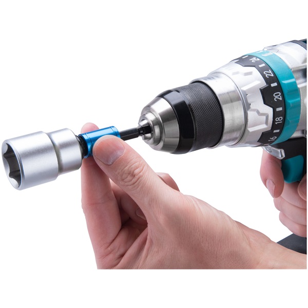 dugókulcs adapter készlet 3db-os; 1/4" - 3/8" - 1/2" dugófejekhez, fúrógépbe befogás: 1/4" hatszög, S2 acél