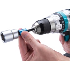 dugókulcs adapter készlet 3db-os; 1/4" - 3/8" - 1/2" dugófejekhez, fúrógépbe befogás: 1/4" hatszög, S2 acél