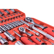 dugókulcs klt., CV., racsnis 45fog ; 1/4" és 1/2", 110db, 4-32mm, 32db bit(lapos, kereszt,imbusz,torx), gyertyakulcs