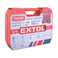 dugókulcs klt., CV., racsnis 45fog ; 1/4" és 1/2", 110db, 4-32mm, 32db bit(lapos, kereszt,imbusz,torx), gyertyakulcs