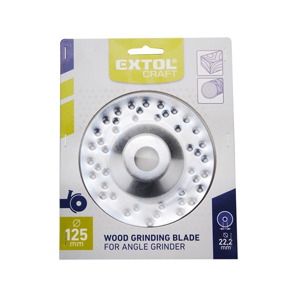 faforgácsoló korong; max 12200 ford/perc, sarokcsiszolóhoz, fém, 125×22,2mm, fa csiszolásához, szakaszos használat