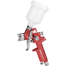 festékszóró, műanyag felsőtartályos, 100ml, HVLP, fúvóka: 0,8mm, 226 l/min, 2,1 Bar, 1/4" tömlőcsatlakozó, 0,3kg