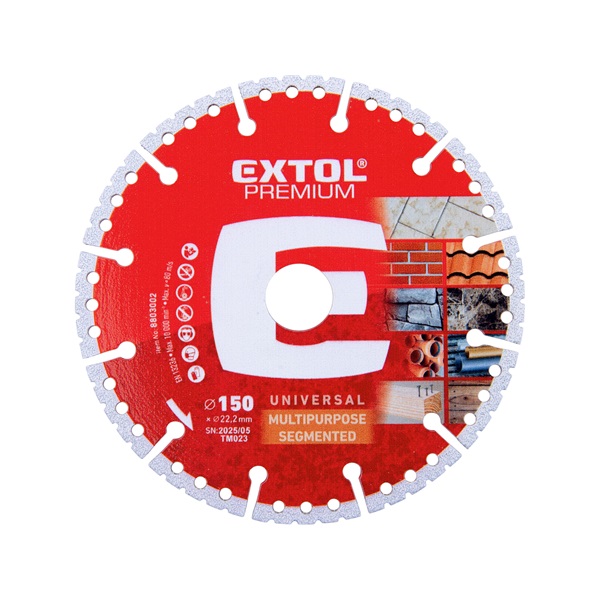 gyémántvágó szegmenses, MULTI ; 150×22,2mm, max.10.000 f/min