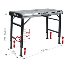 hordozható hegesztő pad, állítható, összecsukható; magasság: 705 - 930 mm