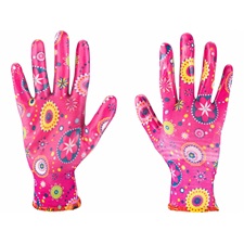 kerti kesztyű, rózsaszín, poliészter, méret:  8` nitrilbe mártott teny. és ujjhegy., gumírozott mandzsetta, Extol Lady