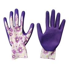 kerti kesztyű, virágmintás, poliészter, méret: 8` latexbe mártott teny. és ujjhegy., gumírozott mandzsetta, Extol Lady