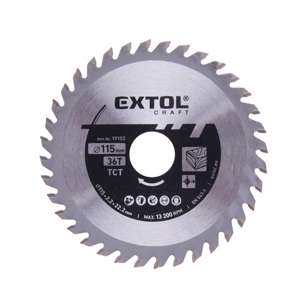 körfűrészlap, keményfémlapkás, 115×22,2mm (tengely átm), T36; 2,2 mm lapkaszélesség, max. 11.000 ford/perc