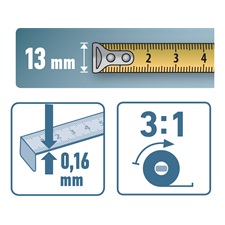 mérőszalag, gumírozott, 20m×13mm