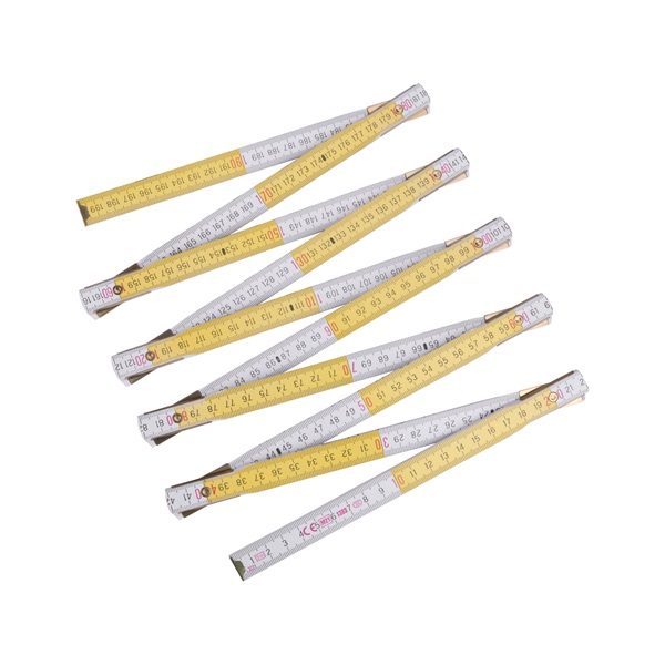 mérővessző; (colstok/zollstock) 1m, fa, kihajtható, fehér