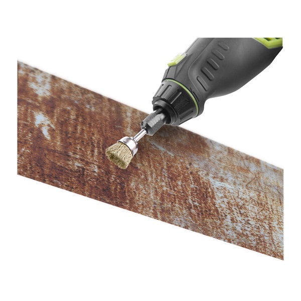 mini drótcsiszoló klt. 3,2 mm befogás, 45 db, 3 féle fazékkefe fejforma, rezezett acélszál