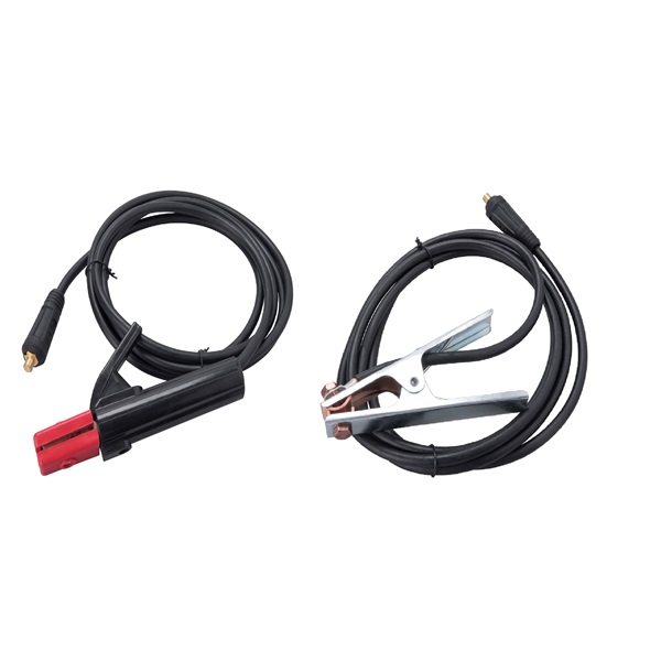 munkakábel elektródafogóval + földelőkábel csipesszel, 8796011 inverterhez, 160 A, 3 m, 16 mm2, MMA hegesztéshez