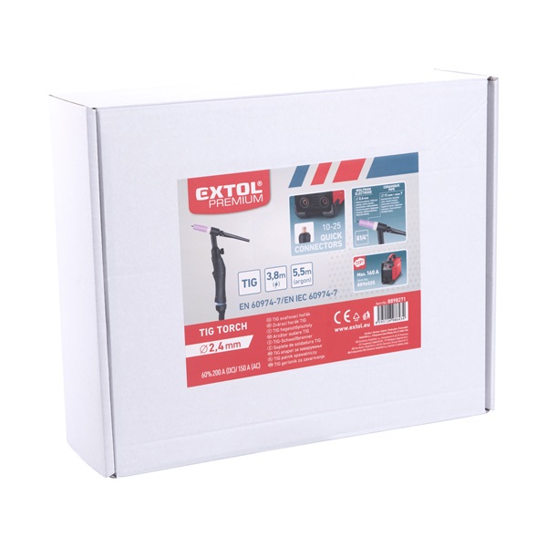 munkakábel pisztollyal, TIG (AWI) hegesztéshez a 8896024 és 8896025 inverterhez, 4 m, max. 200A (DC), CE