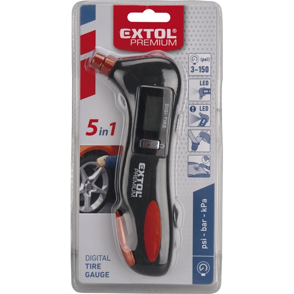 nyomásmérő digitális, 5 az 1-ben autós funkció: nyomásmérő, fehér fény, vörös fény, üvegtörő, biztonsági öv átvágó