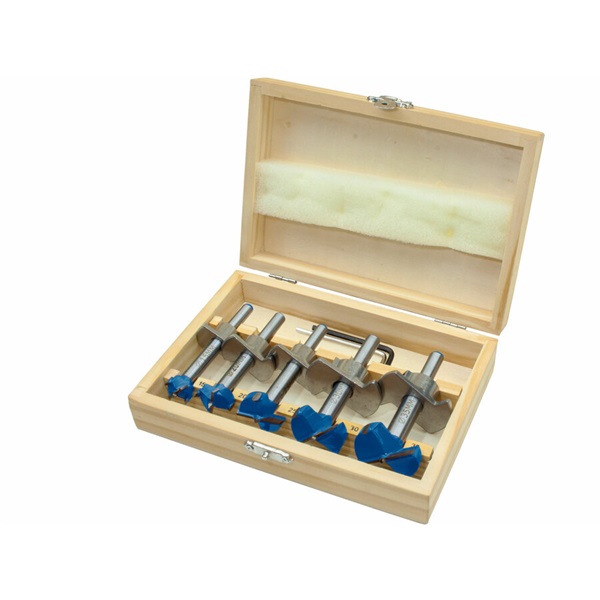 pánthelymaró klt. fára, 5db, átm.:15-20-25-30-35mm, mélységállítóval, keményfém lapkás, befogás: 7 ill. 8mm, fadobozban