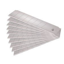 pótpenge tapétavágó késhez, 10 db, 18×100×0,5 mm, törhető, SK4 acél, HRC >64, tripla vágóél