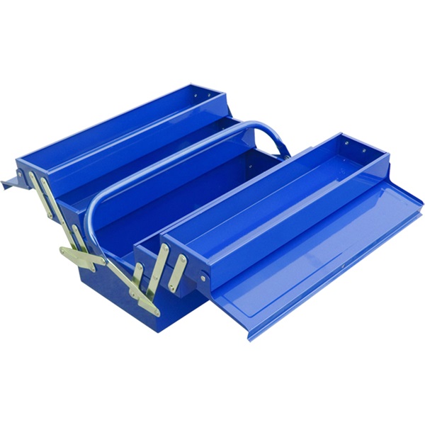 szerszámosláda fém 40×20×20cm, 5 rekesz, festett lemez, lakatolható